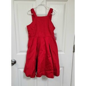 Gabby Girls Red Fit and Flare Party Dress Square Neck Pleated Size 12 NWT